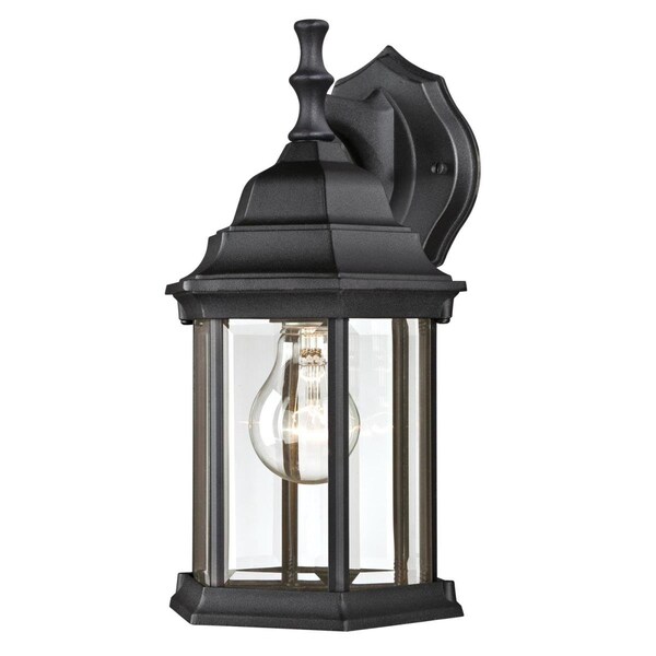 Westinghouse Fixture Wall Outdoor 100W Lantern Txtr, Black Cast Alum Clear Bev Glass Panels 6783100 - main